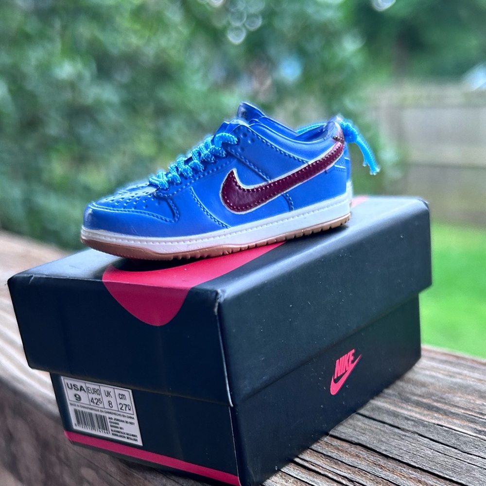 MINI Nike collectable Blue Low-Top Sneaker with Maroon Swoosh